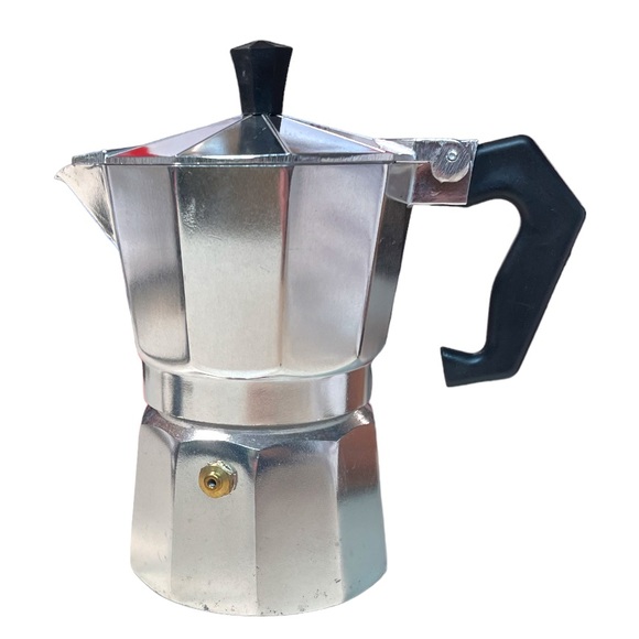 3 Cup Stovetop Espresso Maker & 8PC Purple Stripe Espresso Set with Chrome Rack - Picture 8 of 13